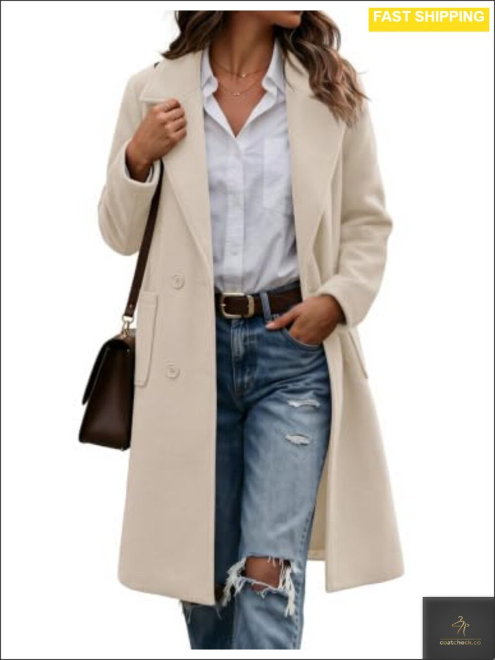Zeagoo Women's Mid-Long Double Breasted Peacoat Wool Blend Winter Coat